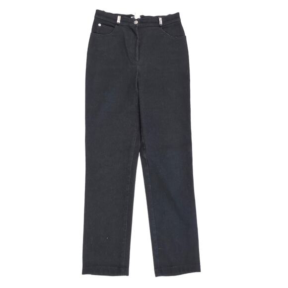 ST JOHN Black Stretch Denim Jeans Straight Leg Size 4 Business Casual Designer - Picture 1 of 10